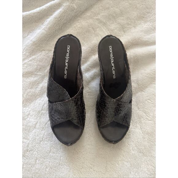 Pons Quintana Womens Sandals Wedges Spain Brown Leather Size 37 7m - Picture 2 of 7